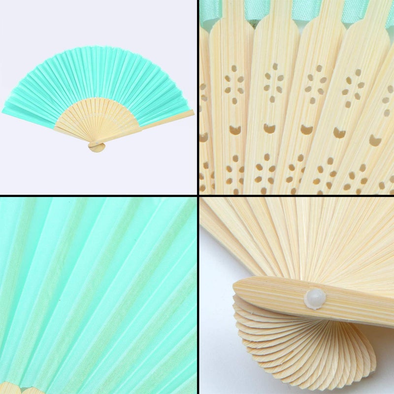 Aneco 18 Pieces 18 Colors Handheld Fans Cloth Hand Fans Bamboo Folding Fans for Wedding Decoration, Church Wedding Gifts, Party Favors, DIY Decoration - Image 3